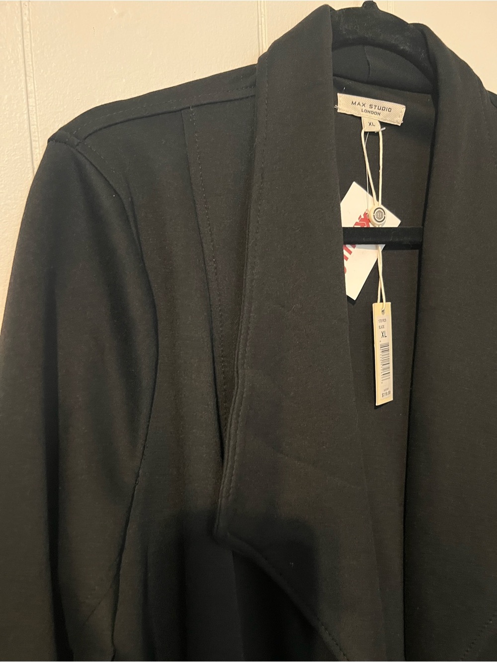 Women's Black Open-Front Trench Coat by Max Studio - Picture 4 of 5